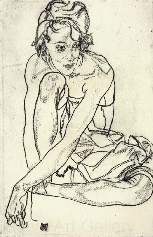 Egon Schiele Squatting Woman